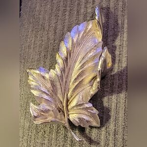 Coro Gold Leaf Brooch with Iridescent Highlights